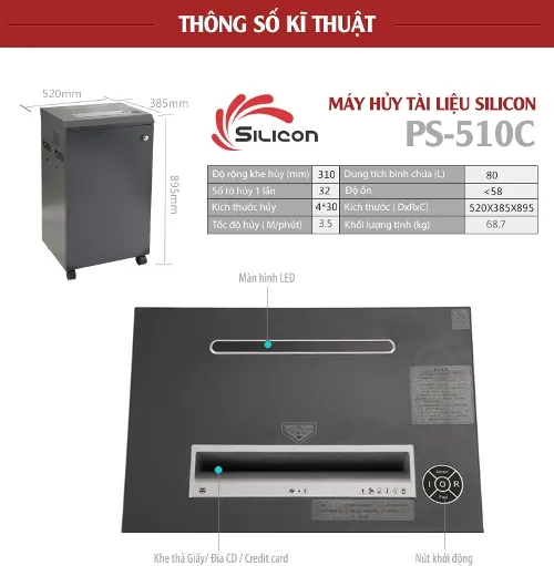 Máy hủy công nghiệp Silicon PS-510C